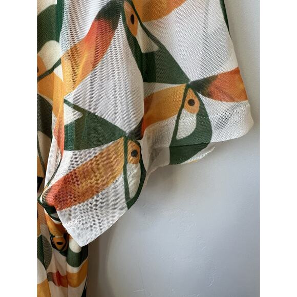 Farm Rio x Anthropologie Farm Rio Printed Toucan Sun Mesh Dress, Sz XL - Read - Picture 6 of 12